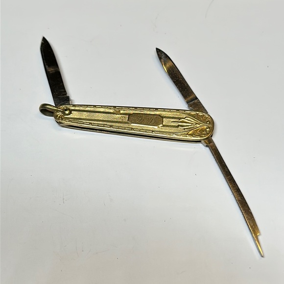 Vintage Accessories Antique Triple Blade Watch Fob Folding Knife By